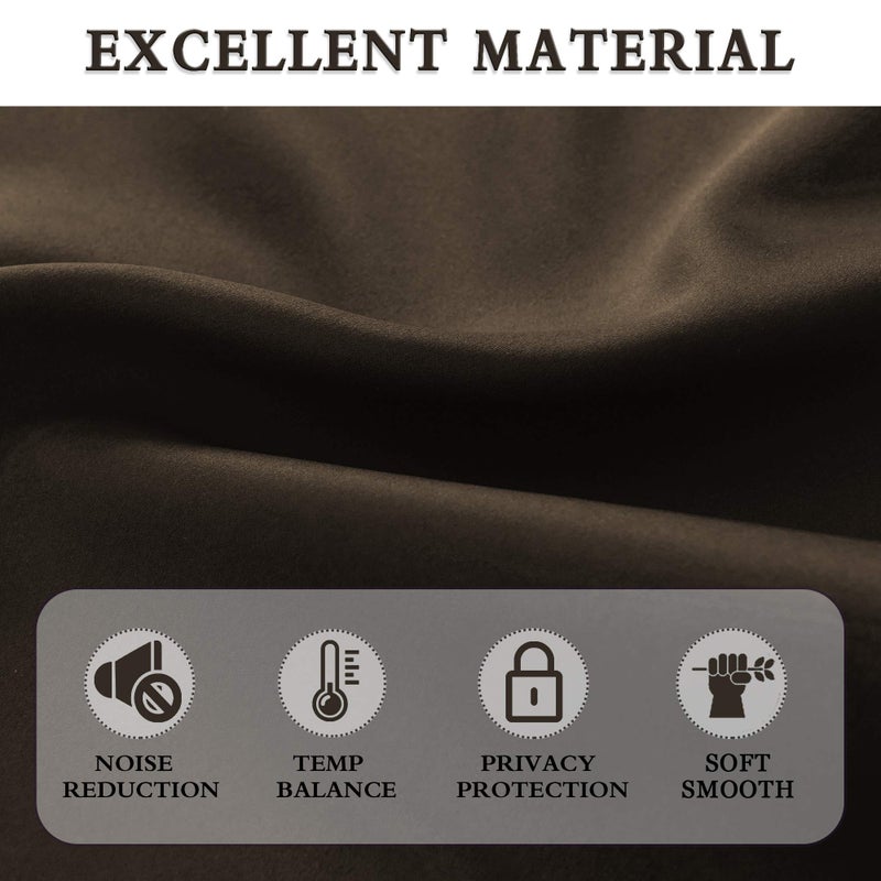 DONREN Brown Coffee Half Curtains for Cafe - Room Darkening Curtain Tiers for Small Windows with Rod Pocket (42 x 36 Inch Length,2 Panels) - Image 3